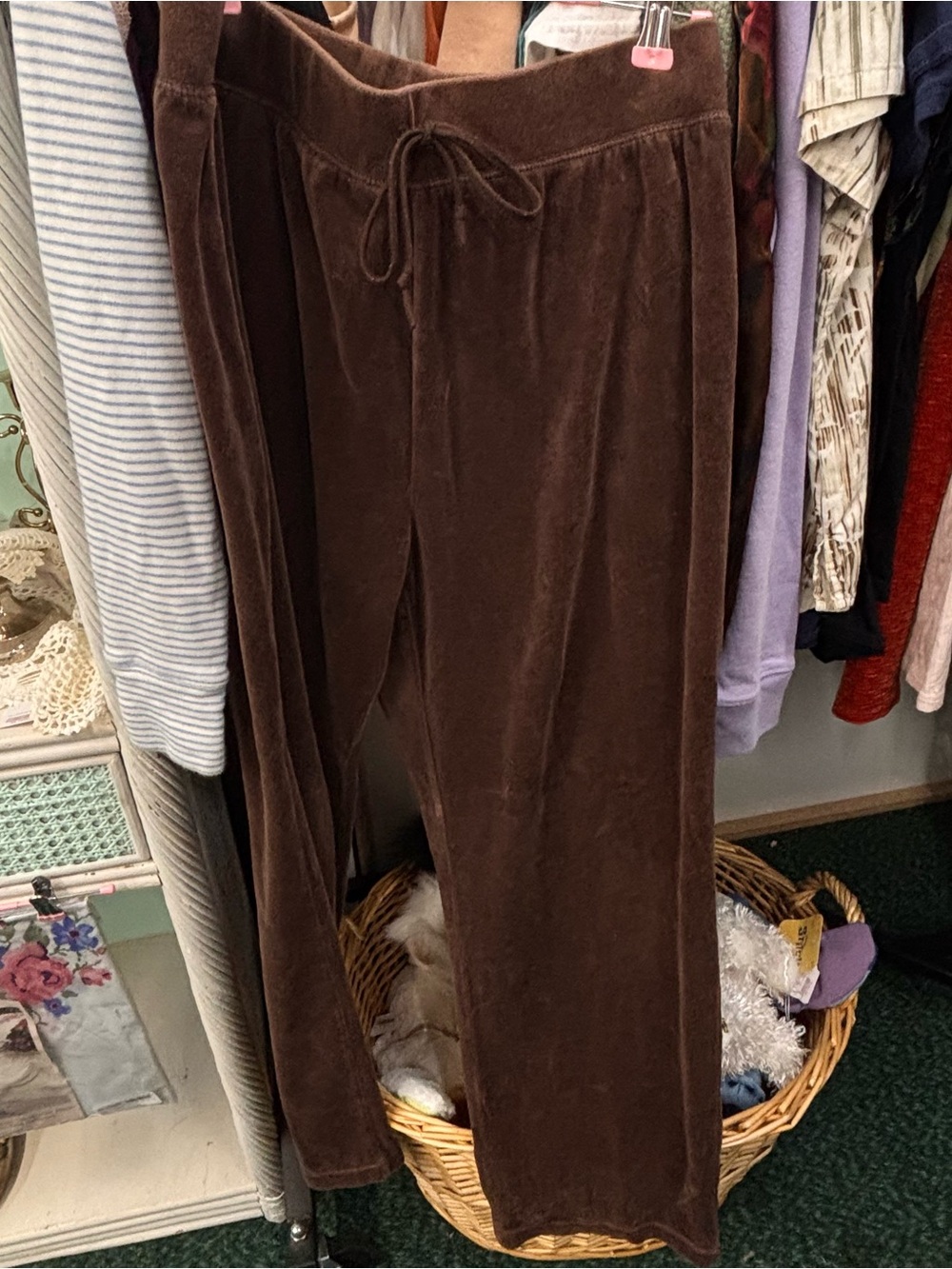 Kim Rogers Brown Velour Lounge Pants